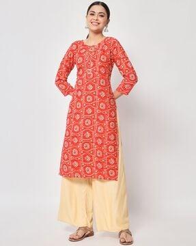 geometric print straight kurta