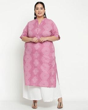 geometric print straight kurta