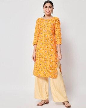 geometric print straight kurta