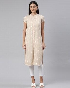 geometric print straight kurta