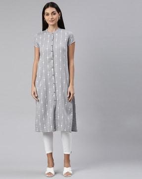 geometric print straight kurta