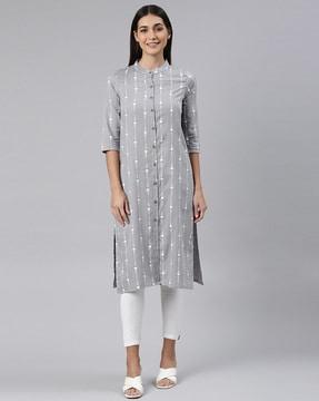 geometric print straight kurta