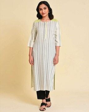 geometric print straight kurta