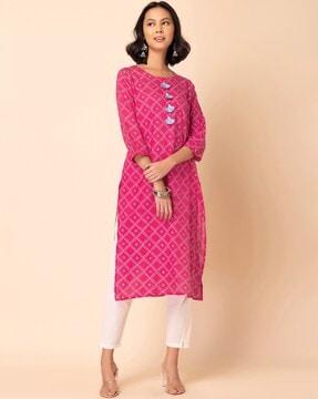 geometric print straight kurta