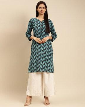 geometric print straight kurta