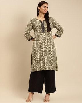 geometric print straight kurta