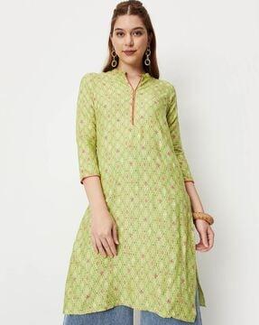 geometric print straight kurta