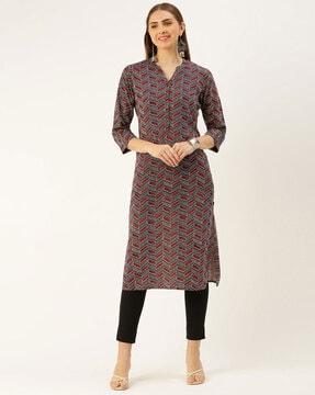 geometric print straight kurta