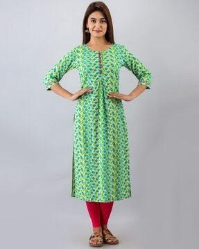 geometric print straight kurta