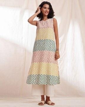 geometric print straight kurta