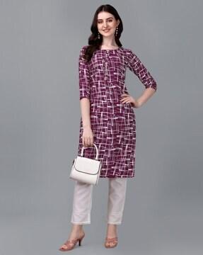 geometric print straight kurta