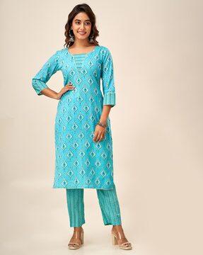 geometric print straight kurta