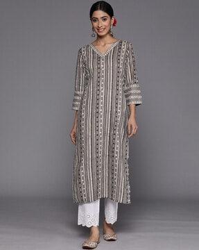 geometric print straight kurta