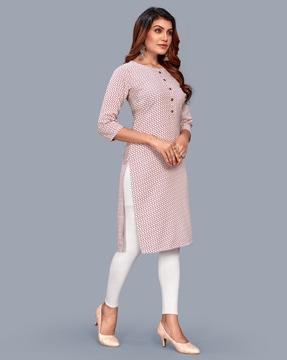 geometric print straight kurta