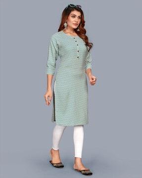 geometric print straight kurta