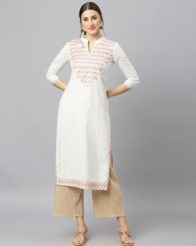 geometric print straight kurta