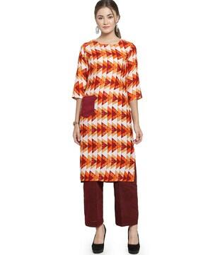 geometric print straight kurti