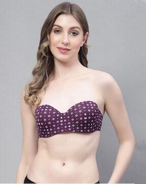 geometric print strapless bra