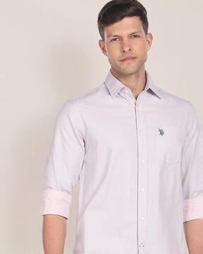 geometric print tailored fit shirt