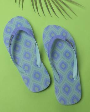 geometric print thong-strap flip-flops