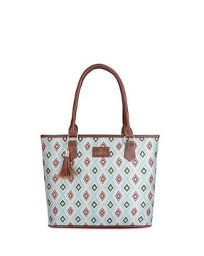 geometric print tote handbag