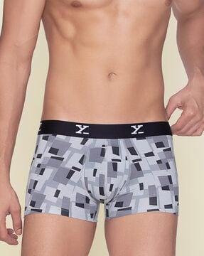 geometric print trunk with elasticated waist