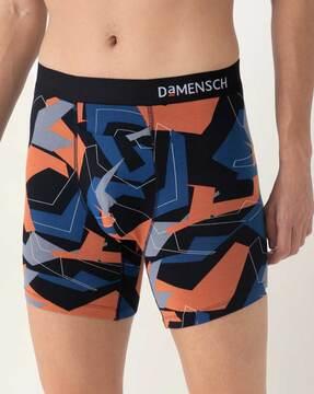 geometric print trunks with elasticated waist