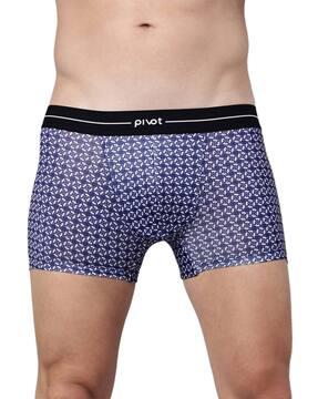 geometric print trunks with wide elasticated waist