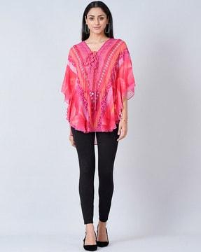 geometric print tunic top with v neck