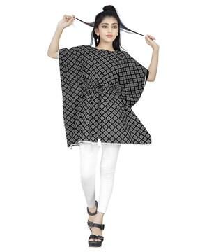 geometric print tunic with kaftan sleeve