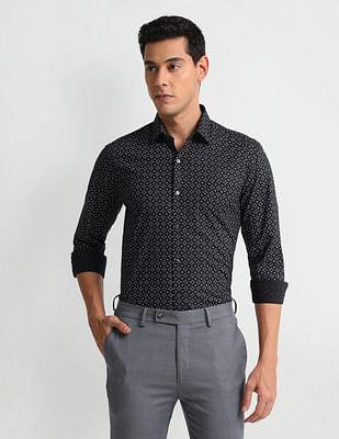 geometric print twill shirt