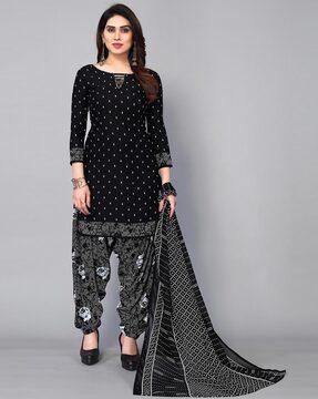 geometric print unstitched dress material