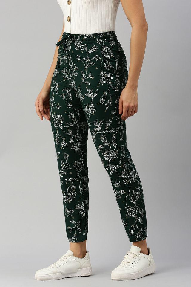 geometric print viscose regular fit womens straight pant