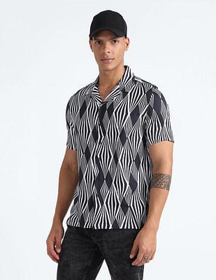 geometric print viscose shirt