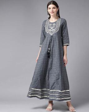 geometric printed  a-line kurta