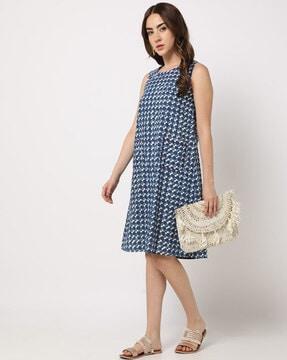 geometric printed a-line dress