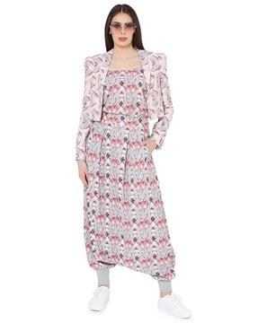 geometric printed full-length jacket