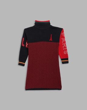 geometric printed full-sleeve sweater