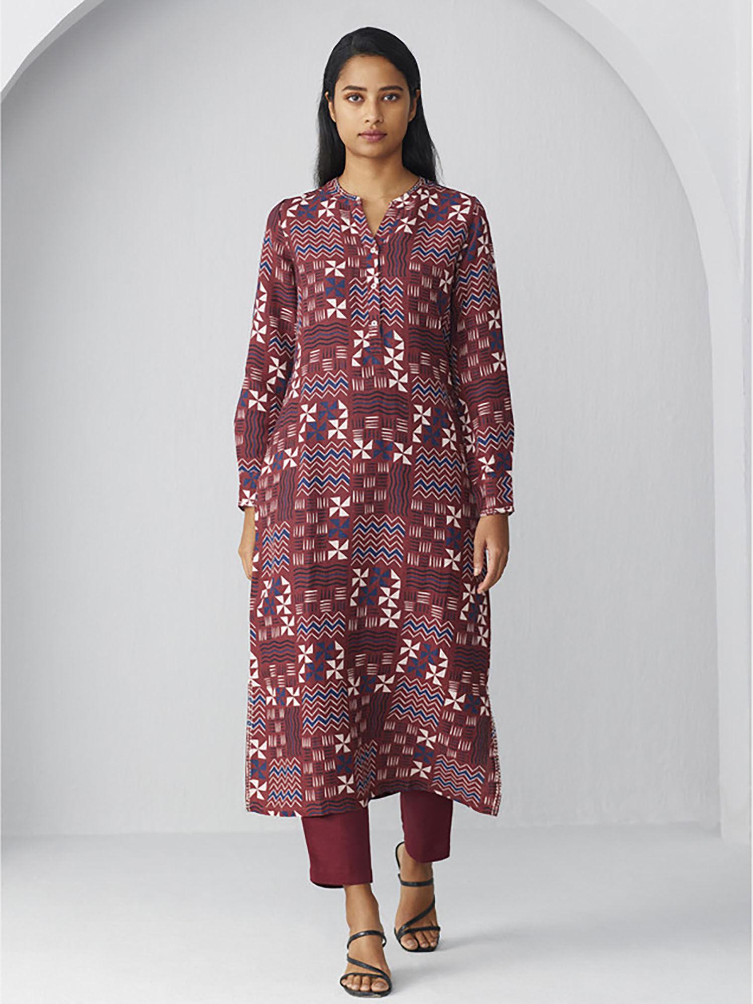 geometric printed straight kurta