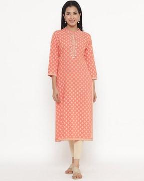 geometric printed straight kurta