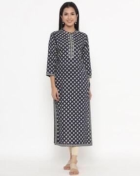 geometric printed straight kurta