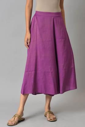 geometric rayon blend regular fit women's culottes - purple
