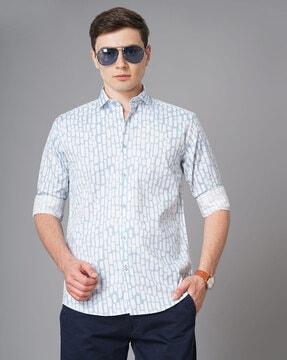 geometric slim fit shirt