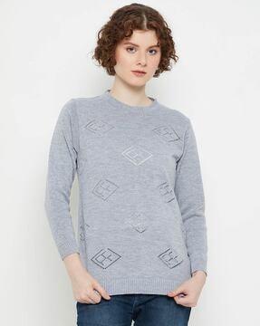 geometric sweater with round neck