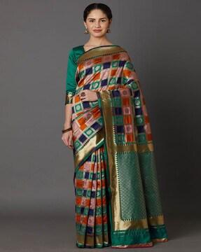 geometric traditional zari border saree