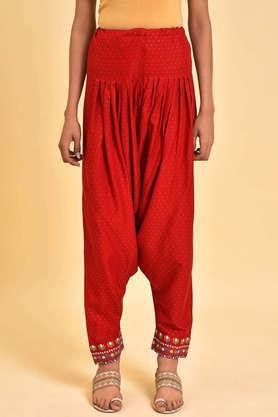 geometric viscose regular fit women's salwar - red