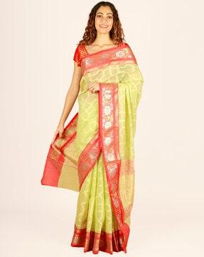 geometric woven banarasi saree with zari border