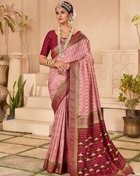 geometric woven banarasi silk saree