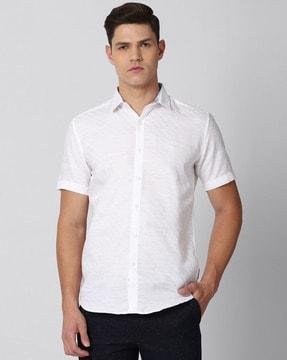 geometric woven slim fit shirt