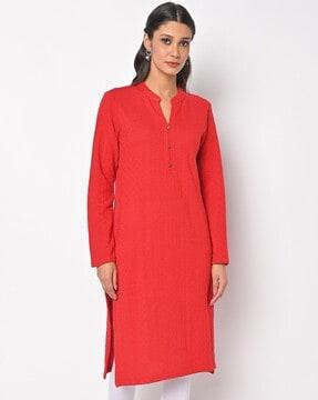 geometric woven straight sweater kurta